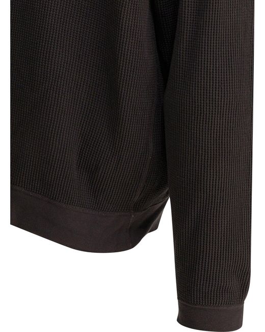 Kapital Black Eco Waffle Big Crew Sweatshirt for men