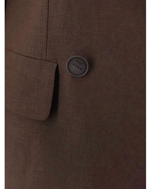 Hevò Brown Suit Rocchetta Linen-Blend for men