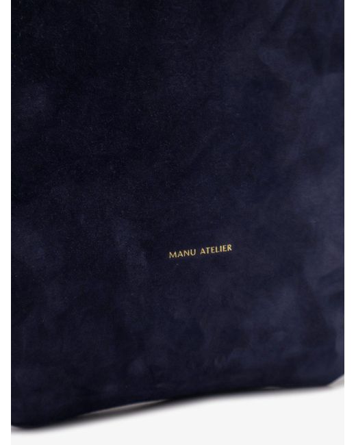 MANU Atelier Blue Tote Du Jour Suede Shoulder Bag Dark