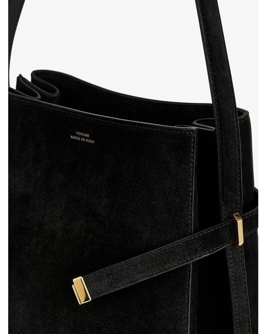 Totême  Black Belted Suede Bucket Bag