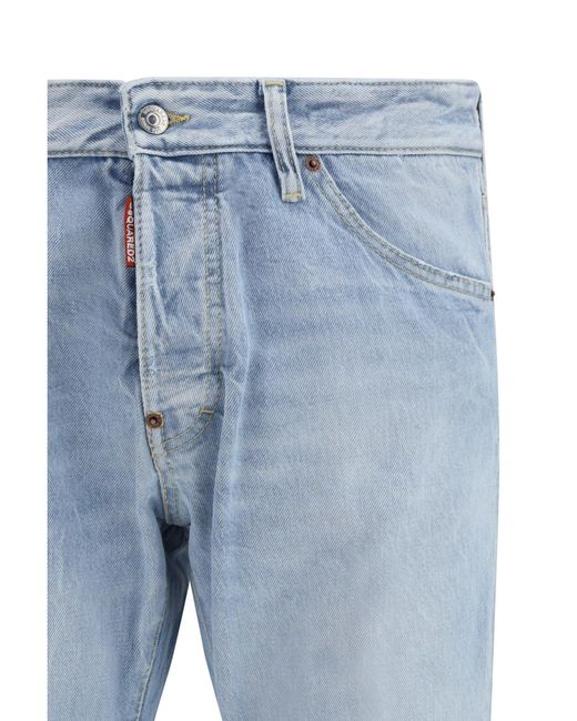 DSquared² Blue Belt-Loop Ripped Jeans for men