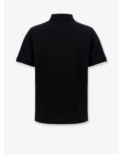 Saint Laurent Black Cotton Blend Polo Shirt With Cassandre Embroidery for men