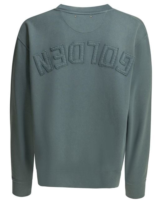 Golden Goose Deluxe Brand Green Crewneck Sweatshirt With Reverse Logo