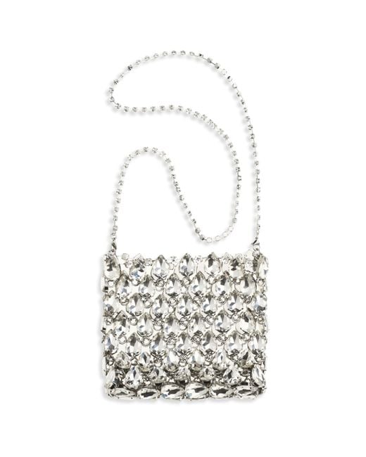 Self-Portrait White Pouch Crystal Mesh