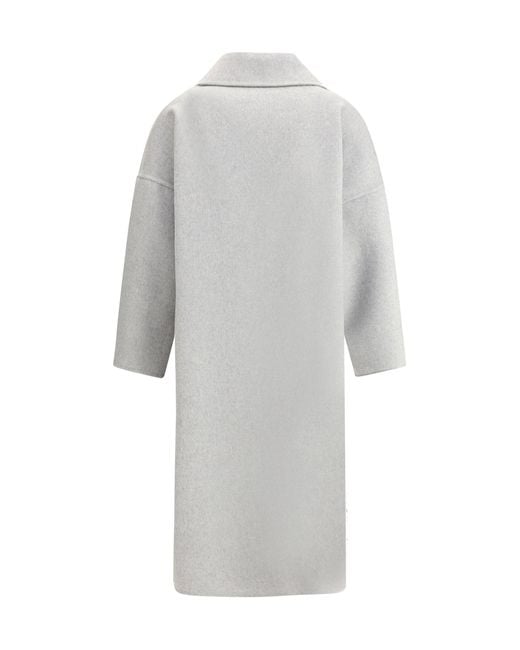 Aftercoat White Double-Breasted Long Coat