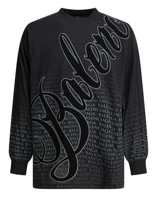 Balenciaga Black Crew-Neck T-Shirt With Print