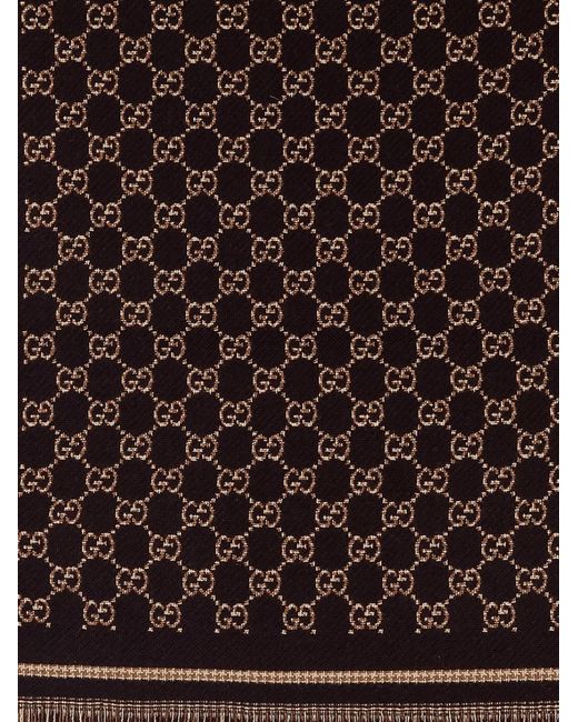 Gucci Brown Wool Gg Scarf for men