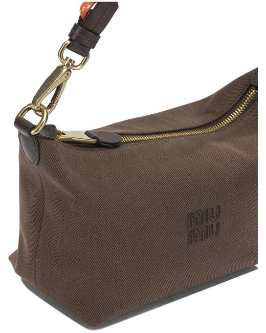 Miu Miu Brown Small Logo Shoulder Bag