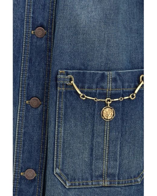 Chloé Blue Chloã Gathered High-Neck Jacket