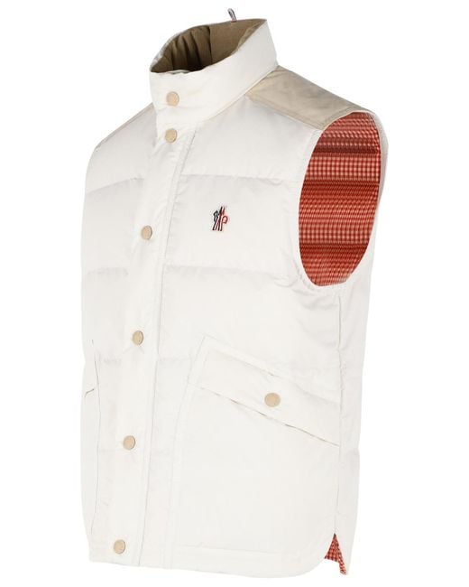 Moncler White 'Scais' Polyester Feather Padded Vest for men