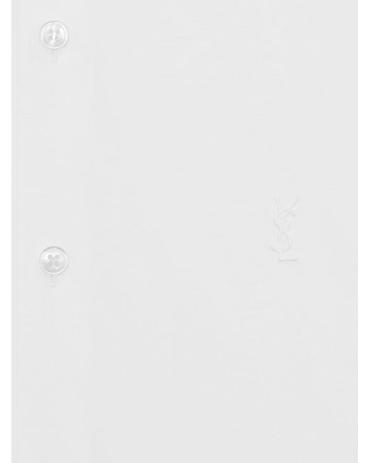 Saint Laurent White Cassandre Stretch Cotton Shirt for men