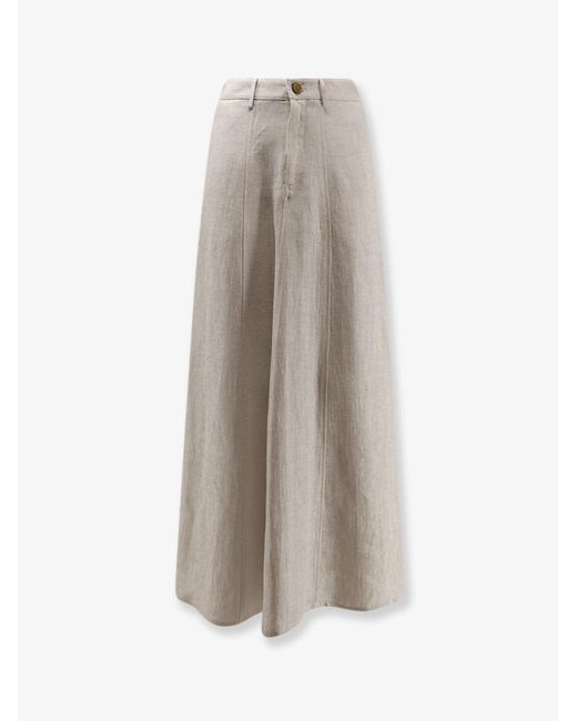Alysi White Flared Linen Skirt