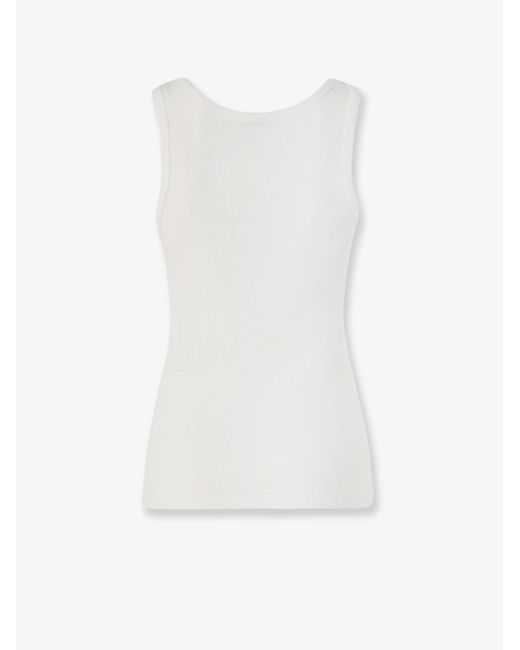 Pinko White Calcolatore Cotton Tank Top With Love Birds Logo On The Front