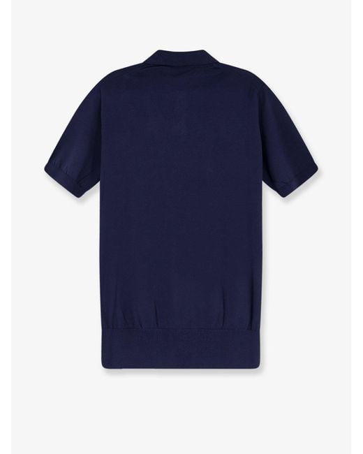 Alpha Studio Blue Cotton And Silk Blend Polo Shirt for men