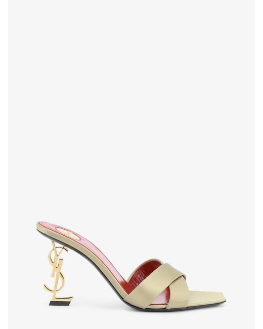 Saint Laurent Natural Opyum Satin Sandals