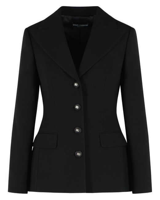 Dolce & Gabbana Black Dolce & Gabbana Single-Breasted Wool Jacket