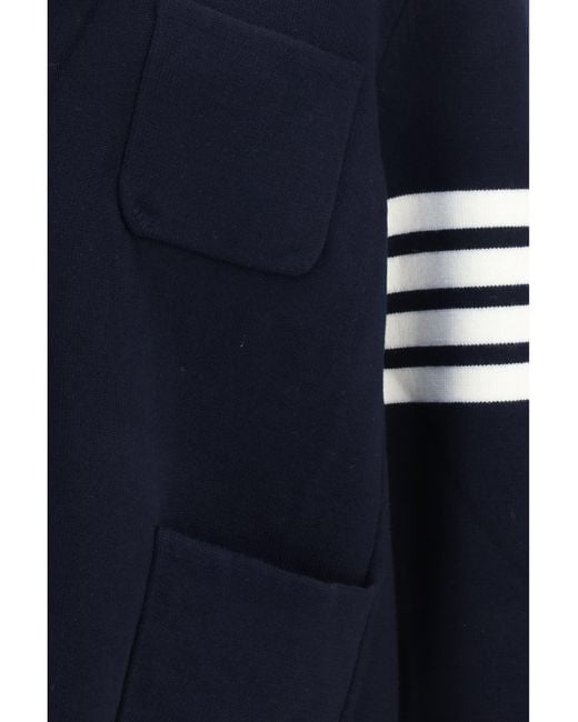 Thom Browne Blue Single-Breasted Wool Jacket With Four-Bar Sleeve Detail for men