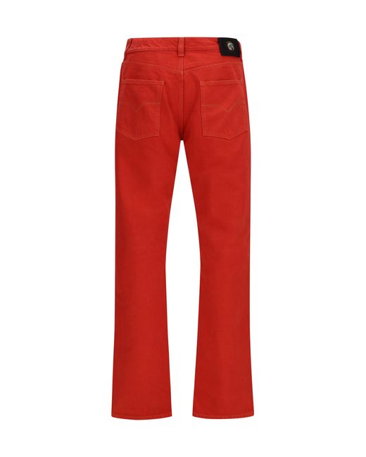 Versace Red Straight-Leg Cotton Denim Jeans for men