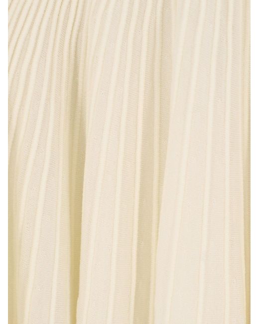 Alaïa White Long Wool Dress