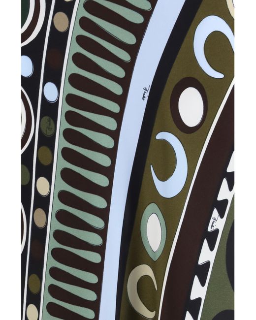 Emilio Pucci White Satin Skirt With Solei Print