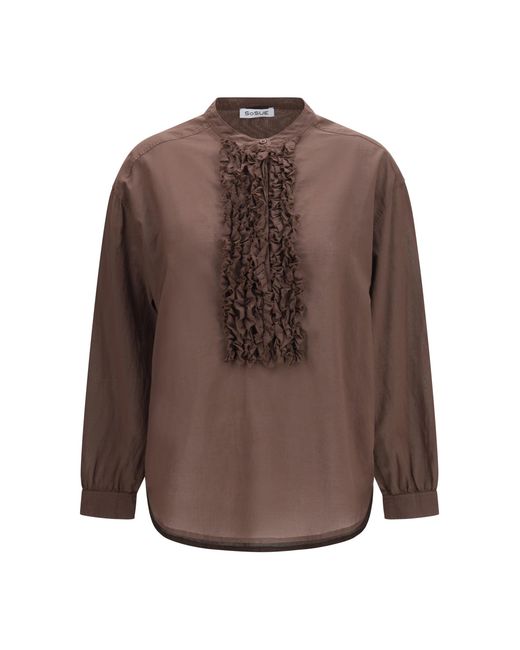 SOSUE Brown Ruffled Shirt Soft
