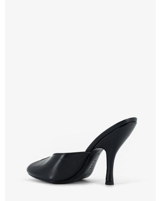 Jude Black Leather Date Mule Sandals