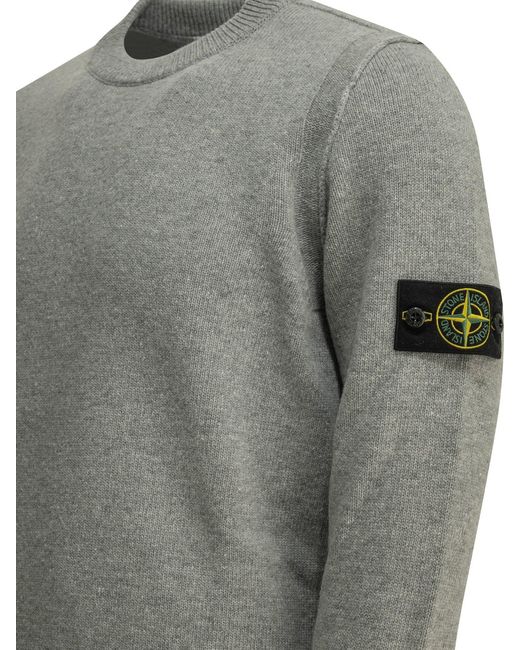 Stone Island Gray Crew-Neck Sweater for men