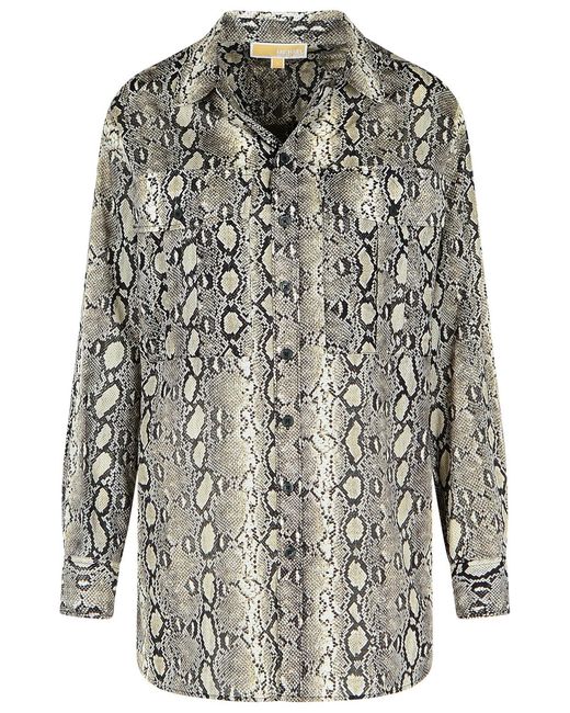 MICHAEL Michael Kors Gray Snake Print Cotton Shirt