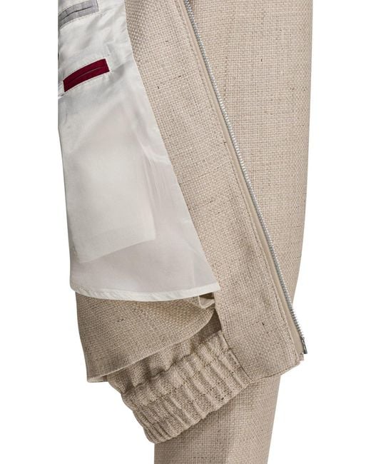 Brunello Cucinelli Brown Silk Linen And Wool Hopsack Jacket