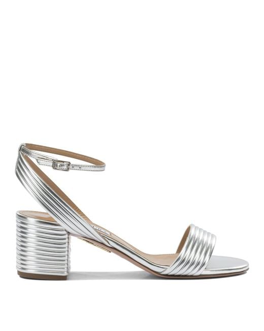 Aquazzura White Sundance Sandal 50 Mm Heeled Shoes Silver