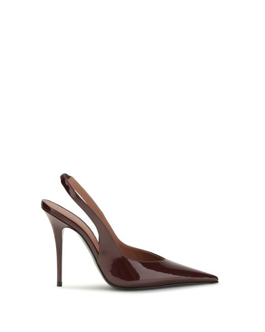AMINA MUADDI Brown Anok Patent Leather Slingback Pumps Merlot