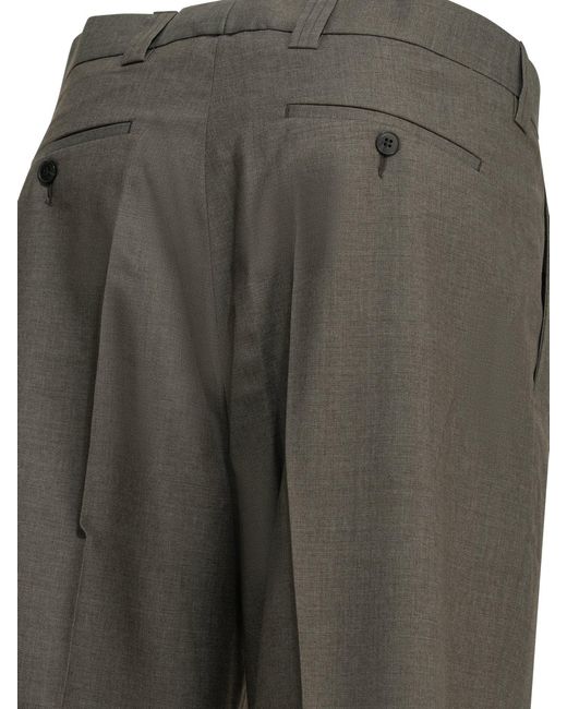 mfpen Gray Tailored Wool Pants for men