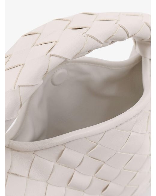 Bottega Veneta White Mini Hop Leather Crossbody Bag With Intrecciato Pattern