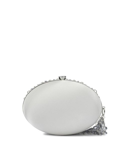Self-Portrait Gray Clutch With Crystals