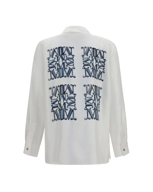 Max Mara Blue Printed Silk Twill Shirt
