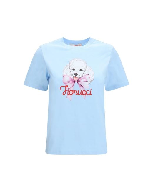 Fiorucci Blue Regular Poodle-Logo T-Shirt Light