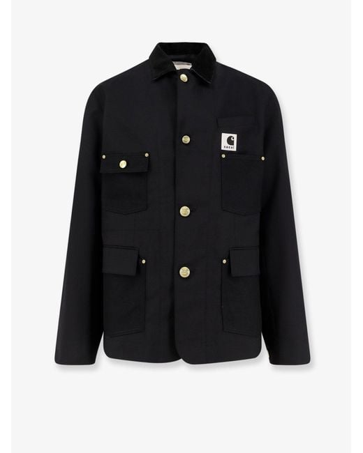 SACAI X CARHARTT WIP Black Jacket With Double Logo Patch for men