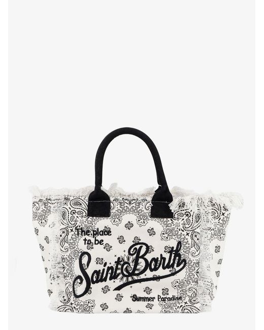 Mc2 Saint Barth White Vanity Canvas Shoulder Bag