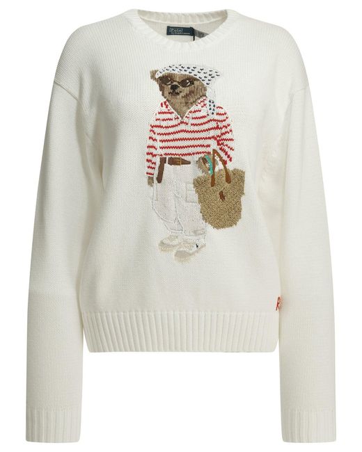 Polo Ralph Lauren White "Polo Bear" Crewneck Sweater