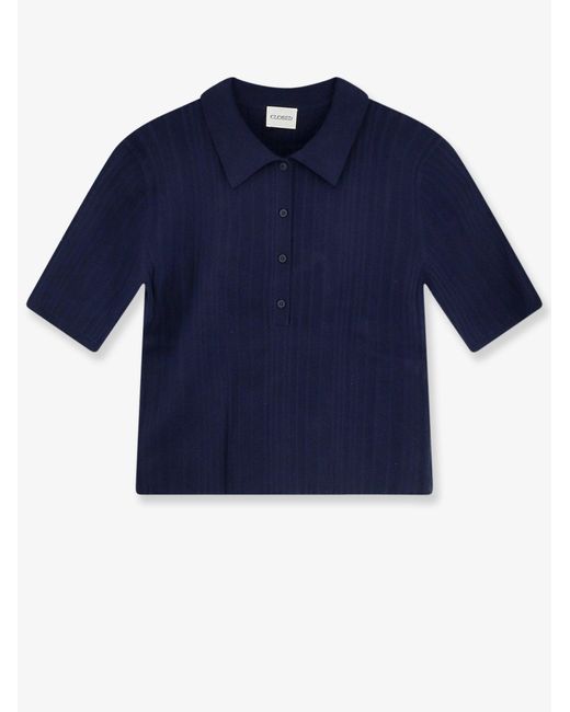 Closed Blue Cotton, Cashmere And Wool Polo Shirt