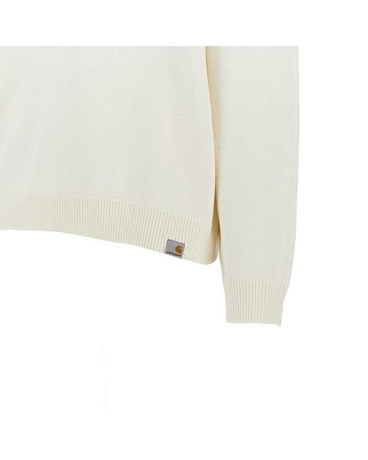 Carhartt White 'Deck' Cotton Crewneck Sweater for men