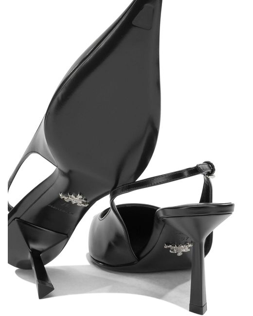 Prada Black 50Mm Leather Slingbacks