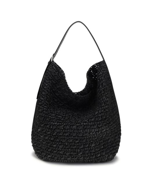 Totême Black Paper Raffia Tote Shoulder Bag