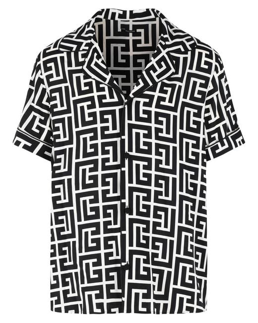Balmain Black Viscose Shirt for men
