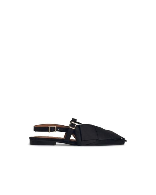 Ganni White 'Big Bow' Polyester Ballet Flats