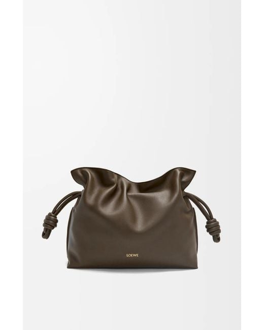 Loewe Brown Flamenco Medium Clutch With Chain Chocolate