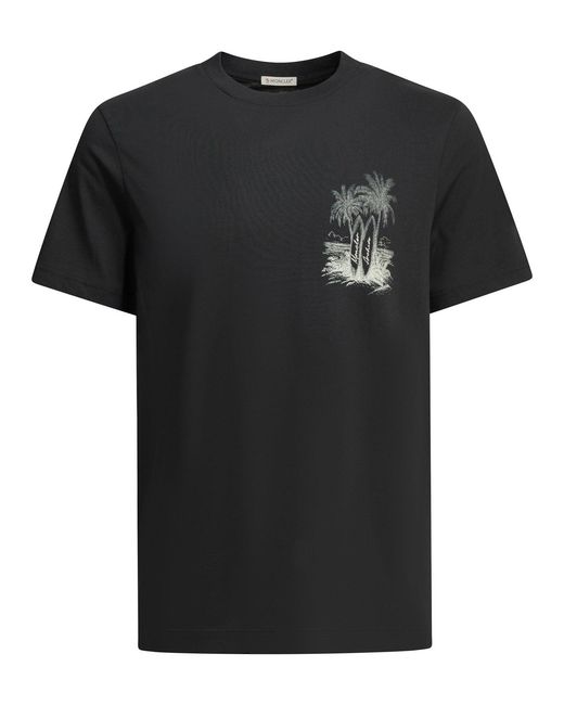 Moncler Black Crew-Neck T-Shirt for men