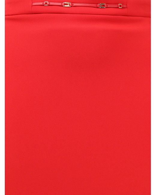 Elisabetta Franchi Red Essentials Skirt With Monogram Detail