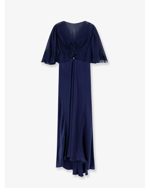 Alberta Ferretti Blue Satin Long Dress