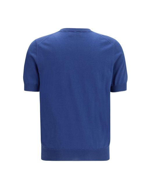Brunello Cucinelli Blue Cotton T-Shirt for men